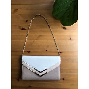 Cream faux leather clutch